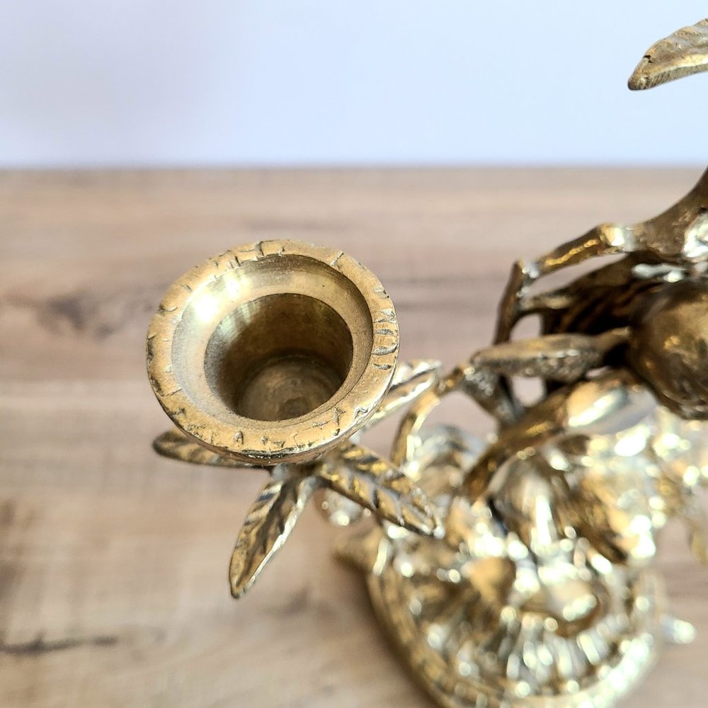 Vintage Solid Brass Candleholder with Cherub Figure. - Picture 7 of 7